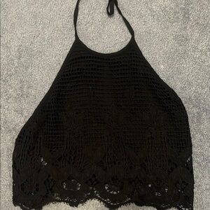 Express Elegant Black Halter Top